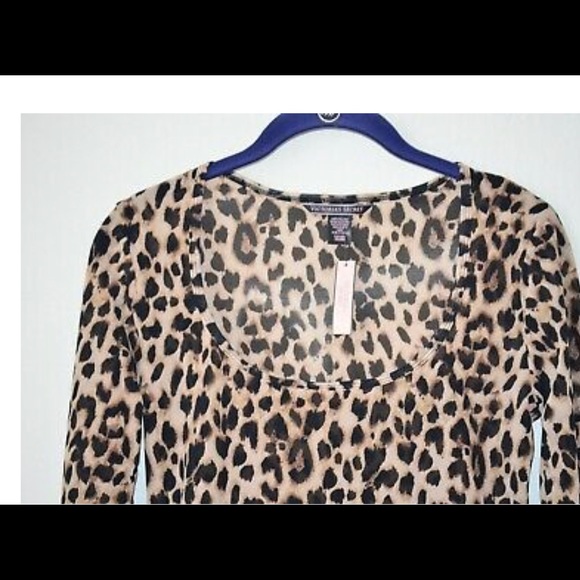SALE -🥰😊🤗VICTORIA'S SECRET Mesh Top Blouse Tunic Leopard - Picture 4 of 6